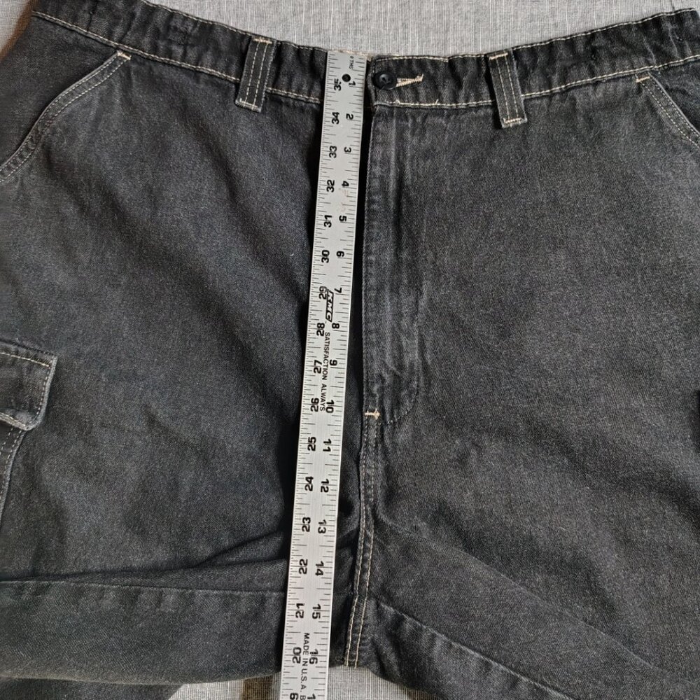 VINTAGE Polo Jeans Shorts Mens Size 40 Dark Wash Black Artillery Cargo Baggy Y2K - Picture 6 of 13